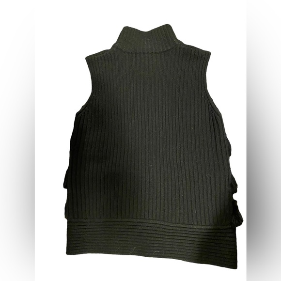 Black full zip vest with real rabbit fur - Picture 3 of 5